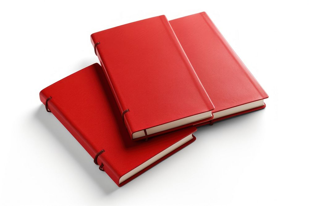 Red closed lined notebooks publication wallet diary.