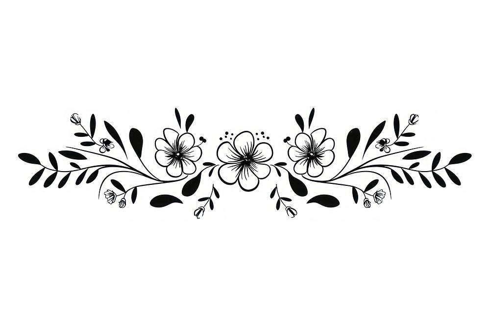 Divider graphic of floral graphics pattern white.