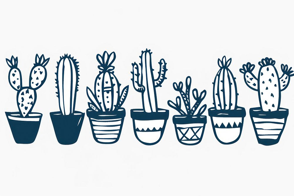 Divider doodle of cactus drawing sketch plant.