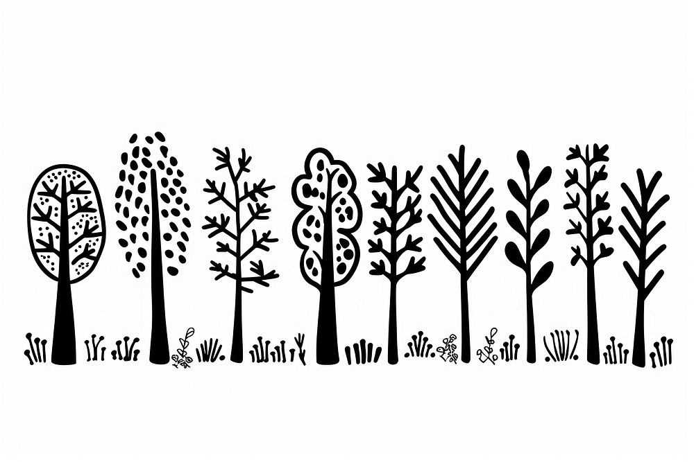 Divider doodle of trees silhouette outdoors drawing.
