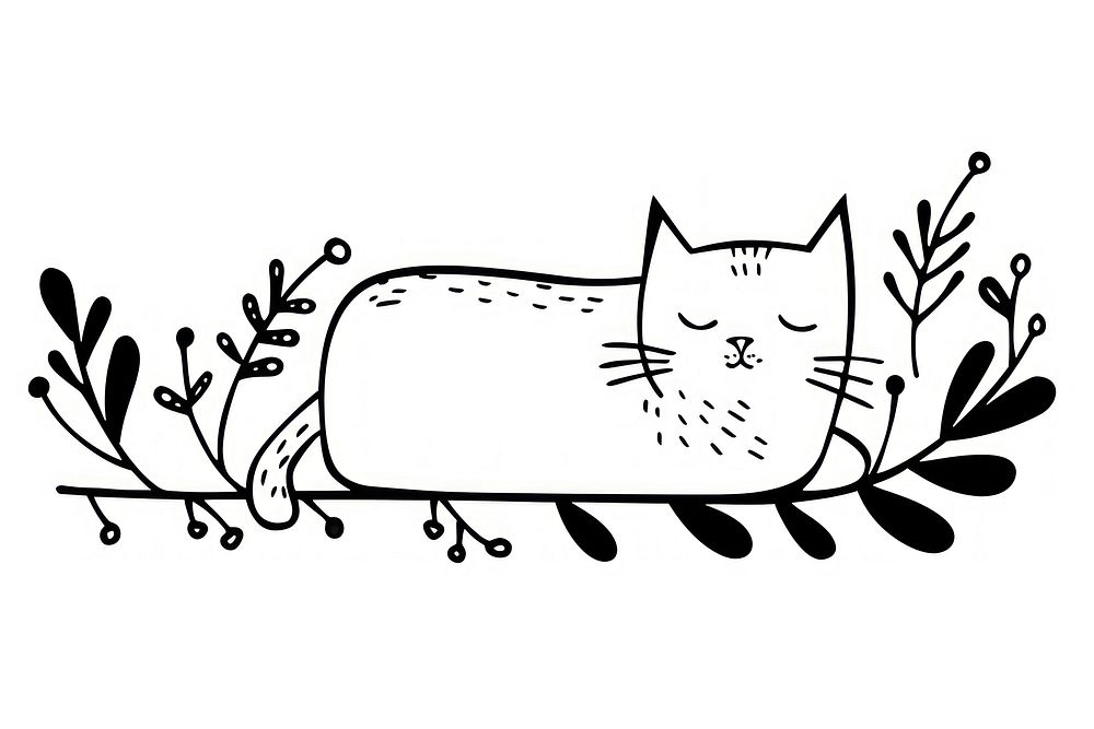 Divider doodle of cat drawing animal mammal.
