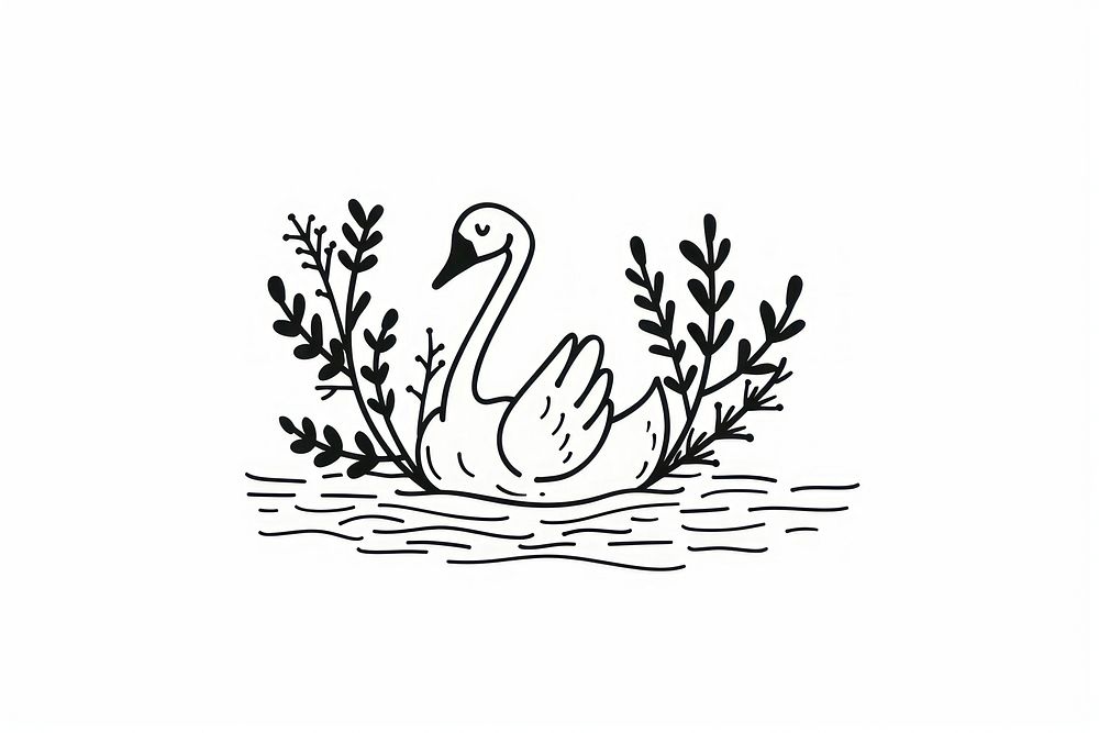Divider doodle of swan drawing animal sketch.