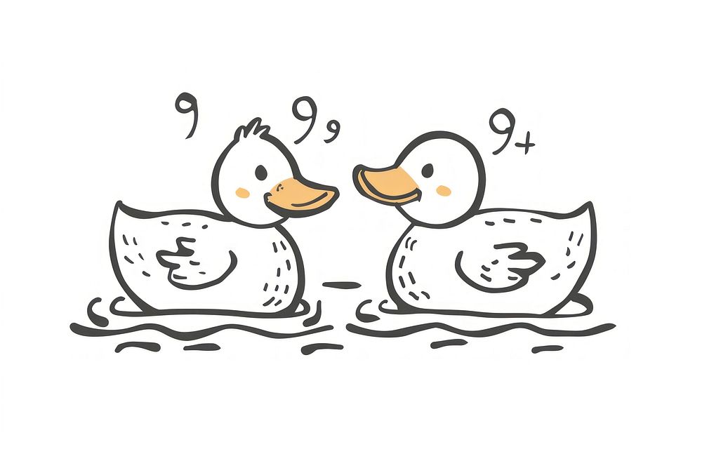 Divider doodle of duck animal white bird.