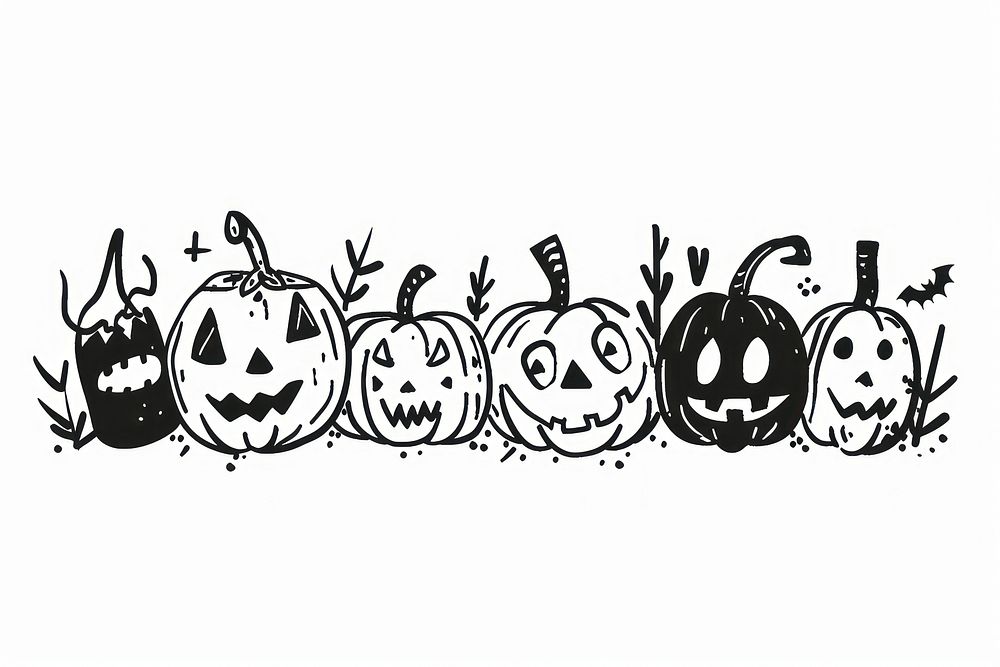 Divider doodle of halloween black line anthropomorphic.
