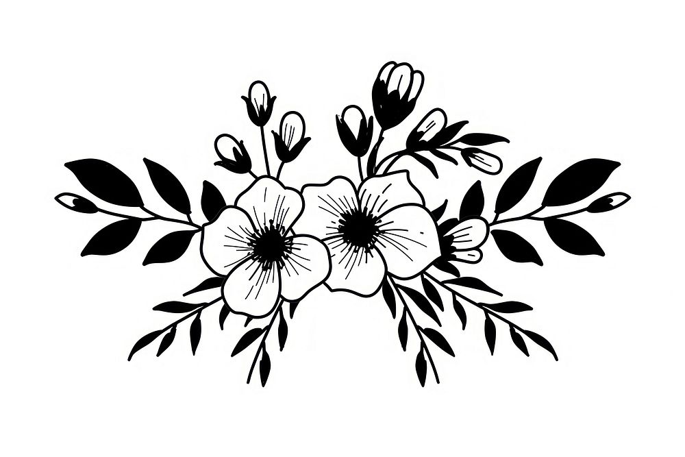 Divider doodle of flower bouquet pattern drawing sketch.