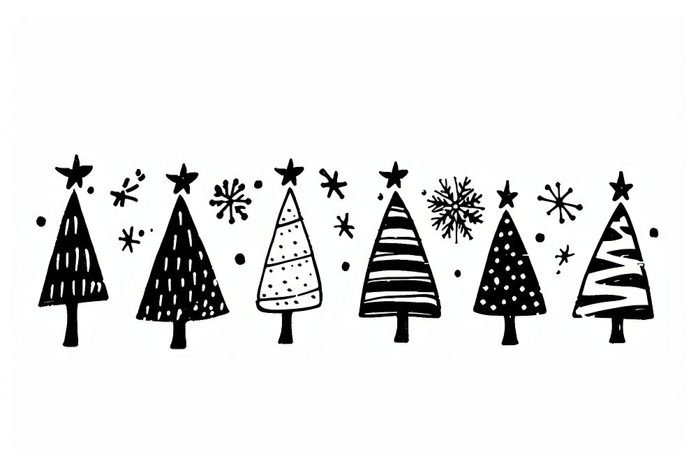 Divider doodle of christmas trees drawing sketch white.