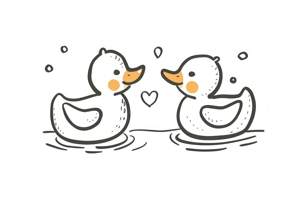 Divider doodle of duck white line bird.