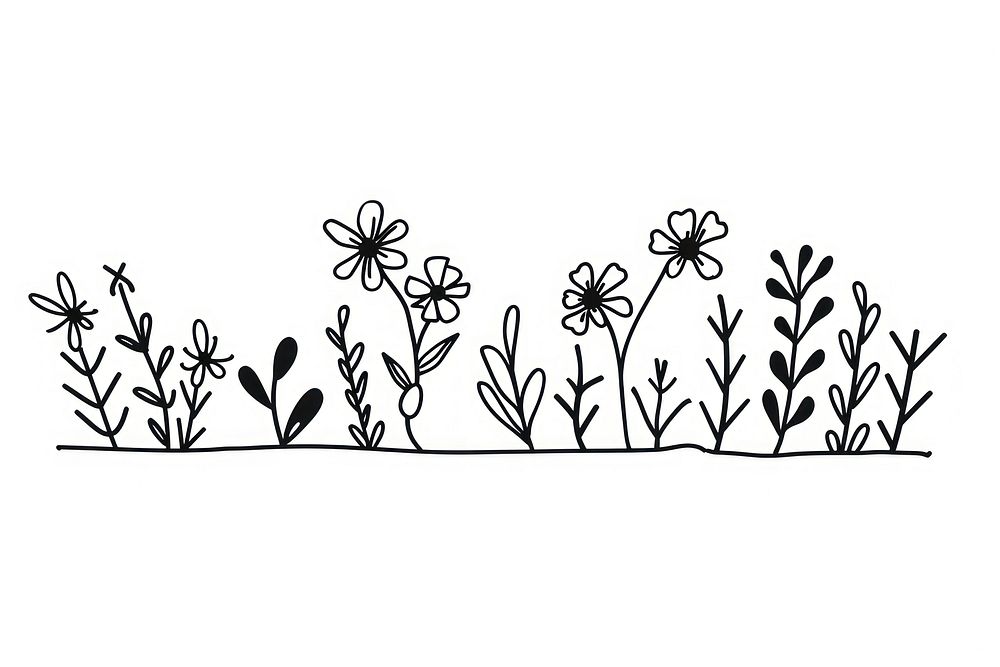 Divider doodle of flower pattern drawing sketch.