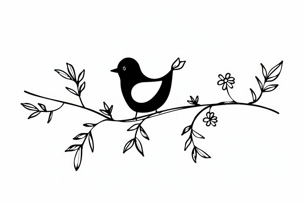 Divider doodle of bird drawing sketch black.