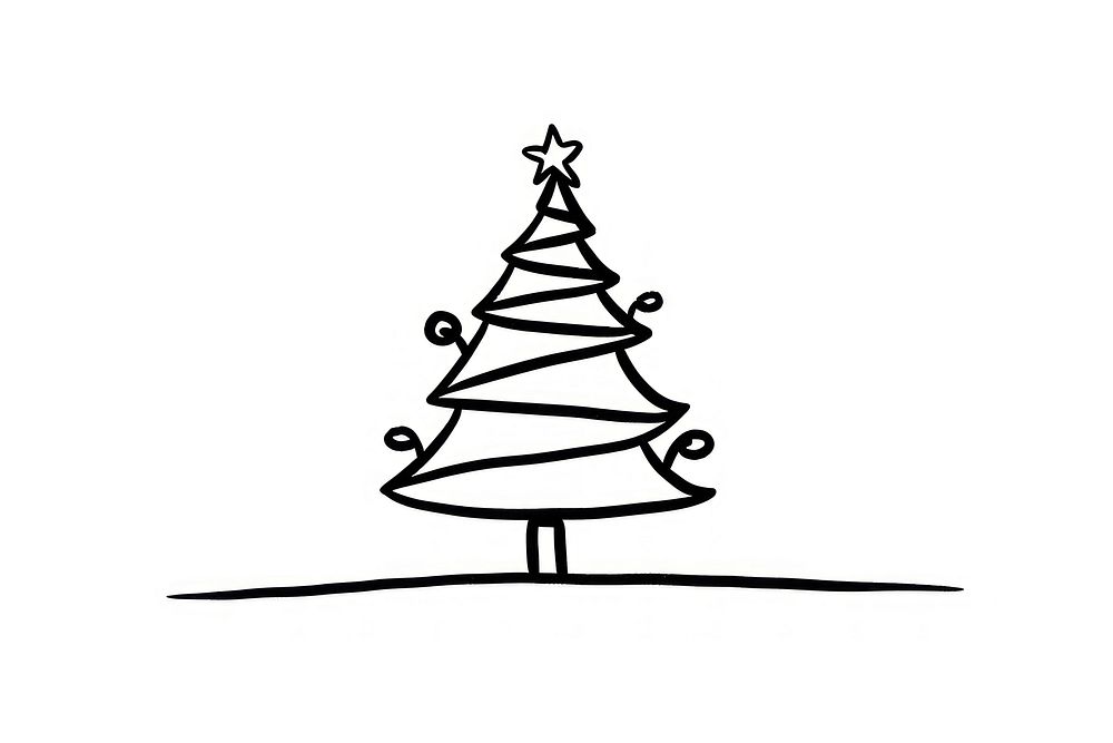 Divider doodle of christmas tree white line celebration.