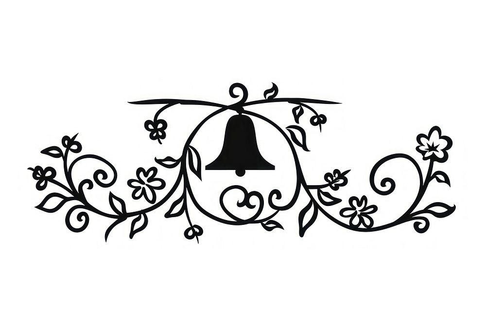 Divider doodle of bell pattern black white.