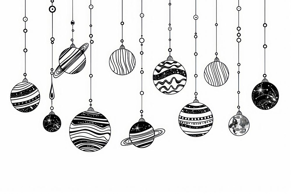 Divider doodle of planets line arrangement accessories.