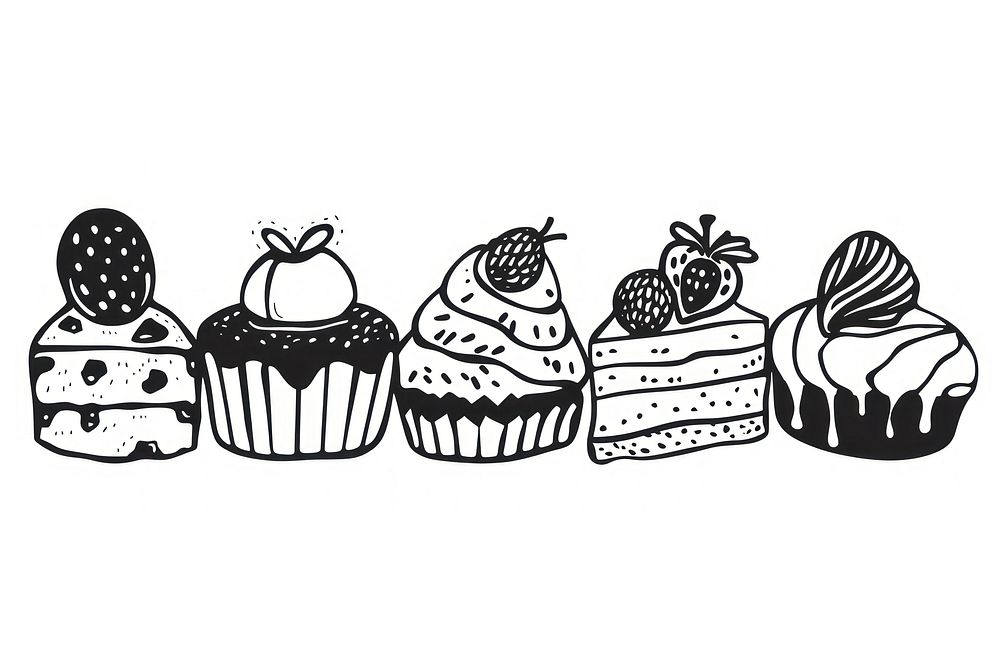 Divider doodle of dessert cupcake drawing sketch.
