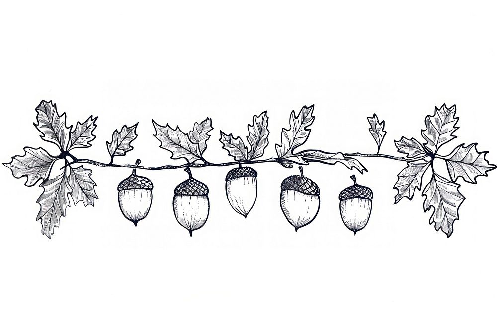 Divider doodle of acorns plant chandelier vegetable.