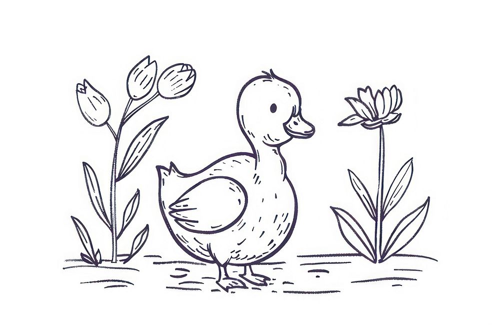 Divider doodle of duck drawing animal sketch.