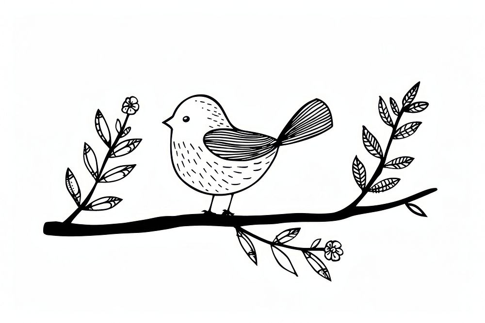 Divider doodle of bird drawing animal sketch.