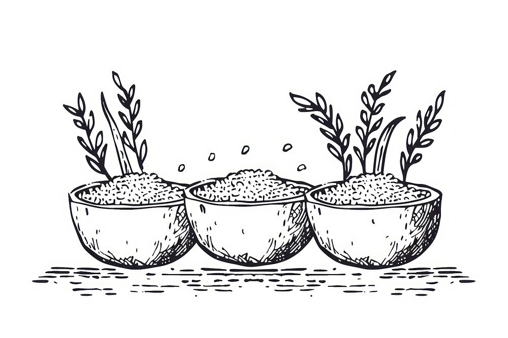Divider doodle of rice drawing sketch illustrated.