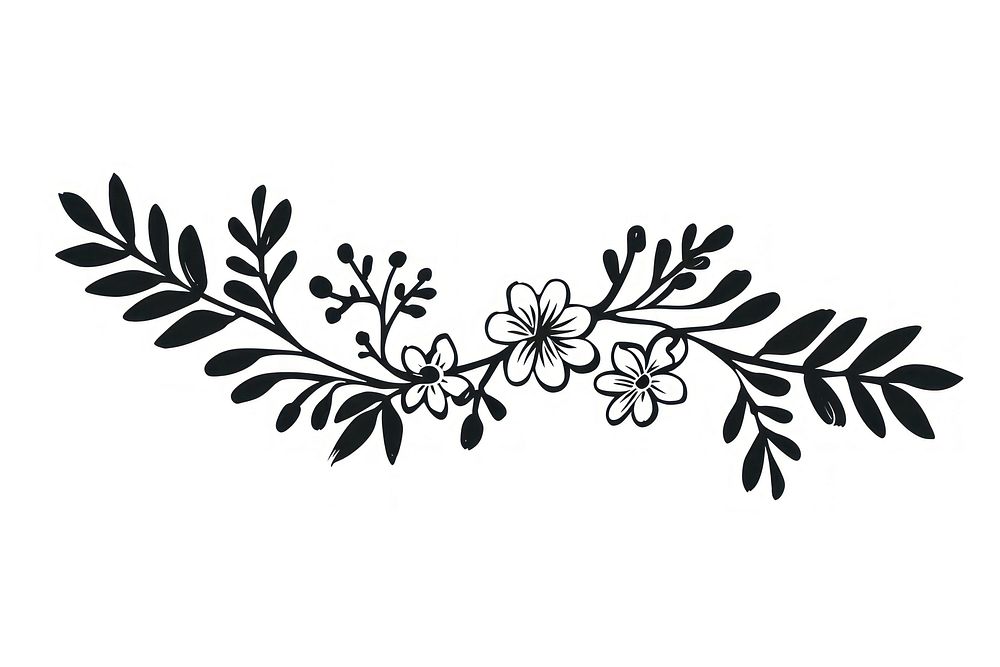 Divider doodle of floral pattern white line.