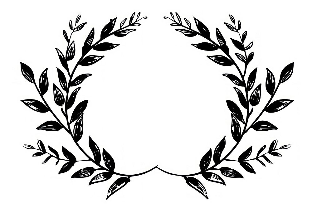 Divider doodle of wreath pattern black white background.