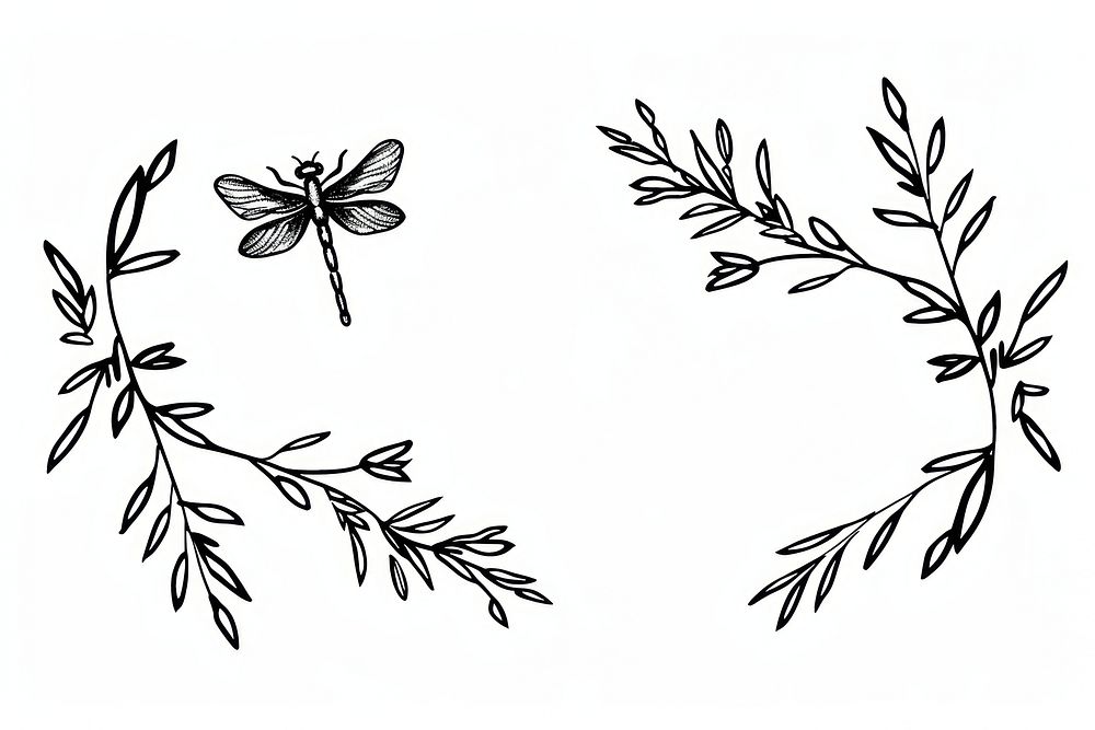 Divider doodle of dragonfly pattern drawing sketch.