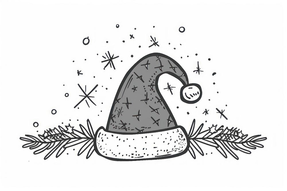 Divider doodle of santa hat christmas drawing sketch.