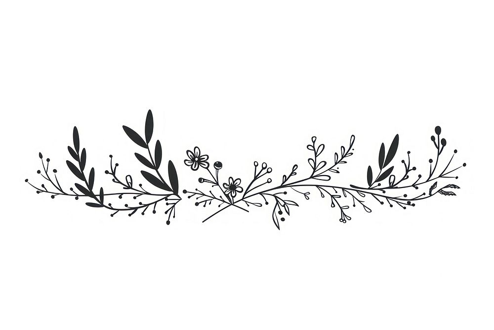Divider doodle of floral drawing sketch plant.