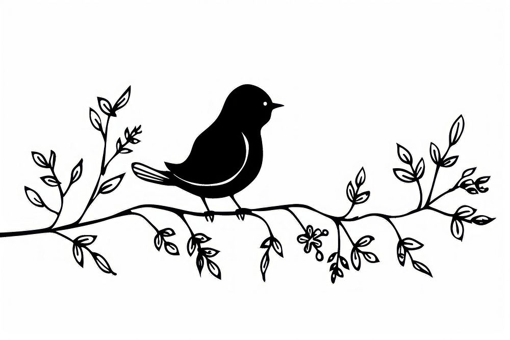 Divider doodle of bird silhouette animal black.