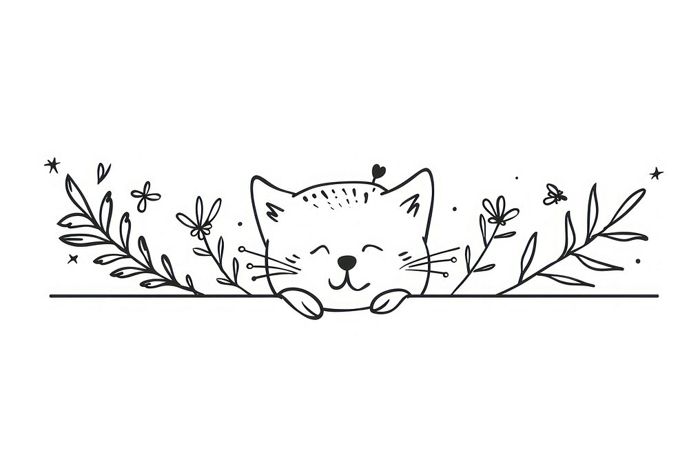 Divider doodle of cat drawing animal mammal.
