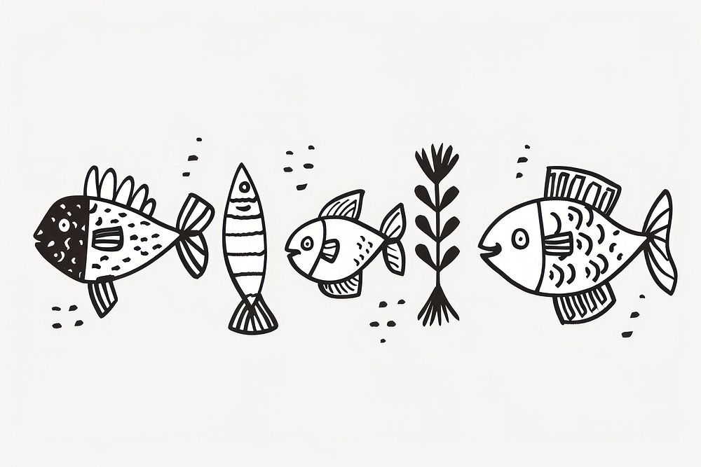 Divider doodle of fish drawing sketch animal.