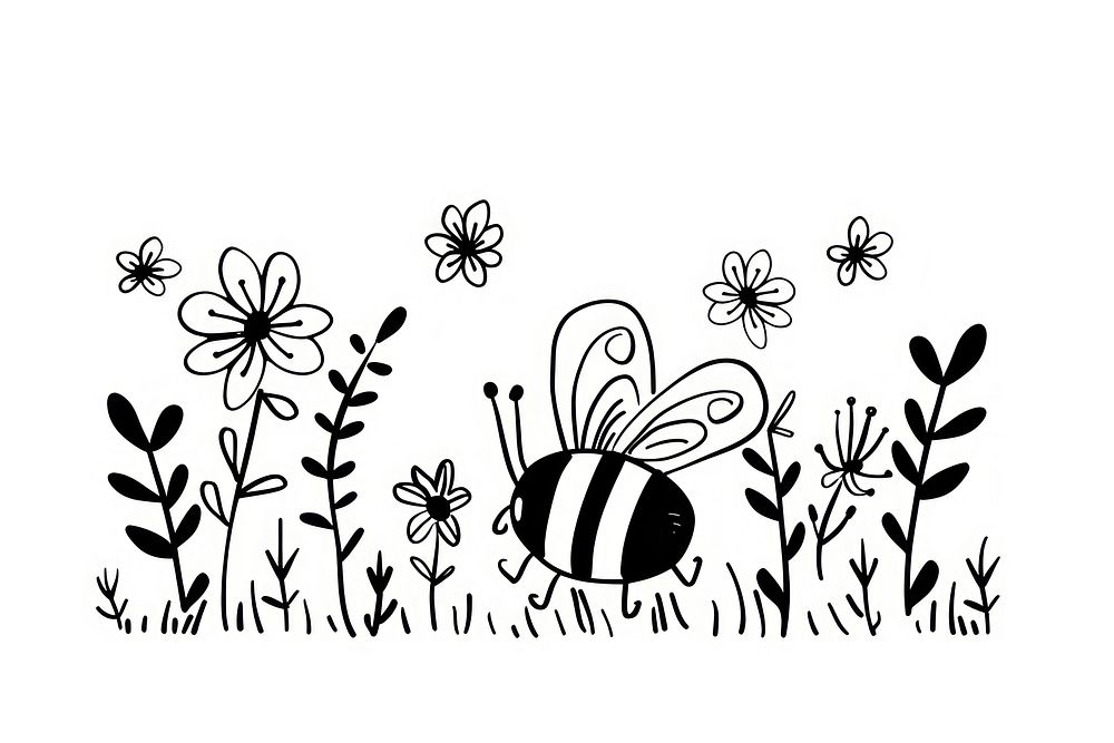Divider doodle of bee pattern drawing sketch.