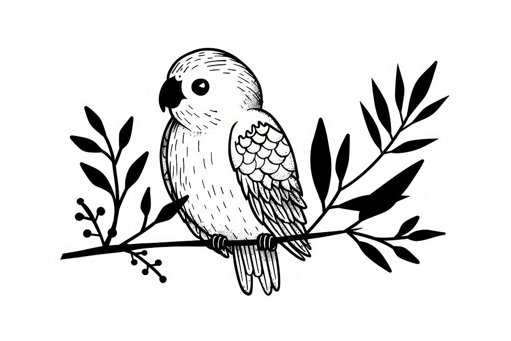 Divider doodle of parrot drawing animal sketch.