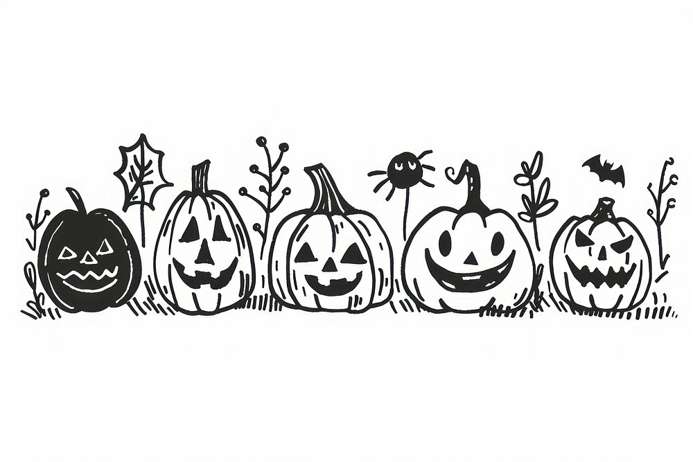 Divider doodle of halloween line anthropomorphic jack-o'-lantern.