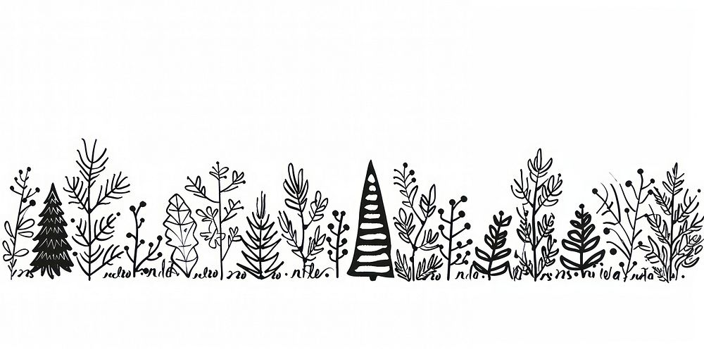 Divider doodle of christmas tree outdoors drawing sketch.