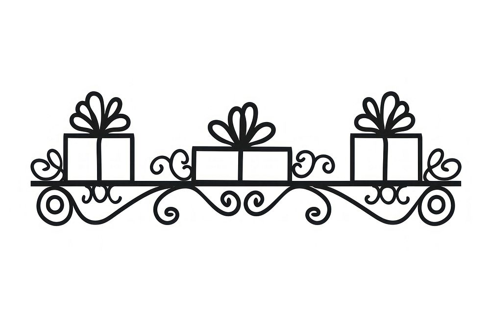 Divider doodle of gift box line celebration decoration.
