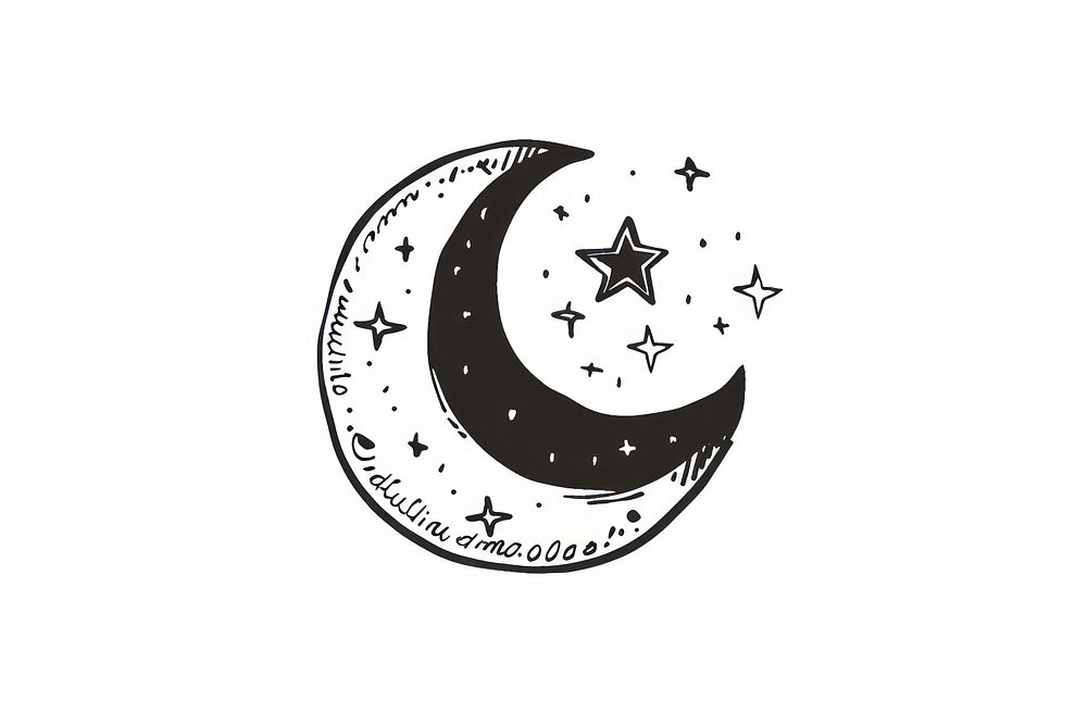 Divider doodle of moon astronomy night white background.