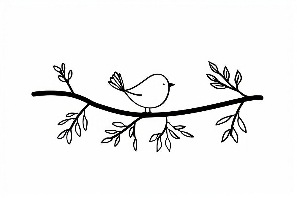 Divider doodle of bird drawing sketch plant.