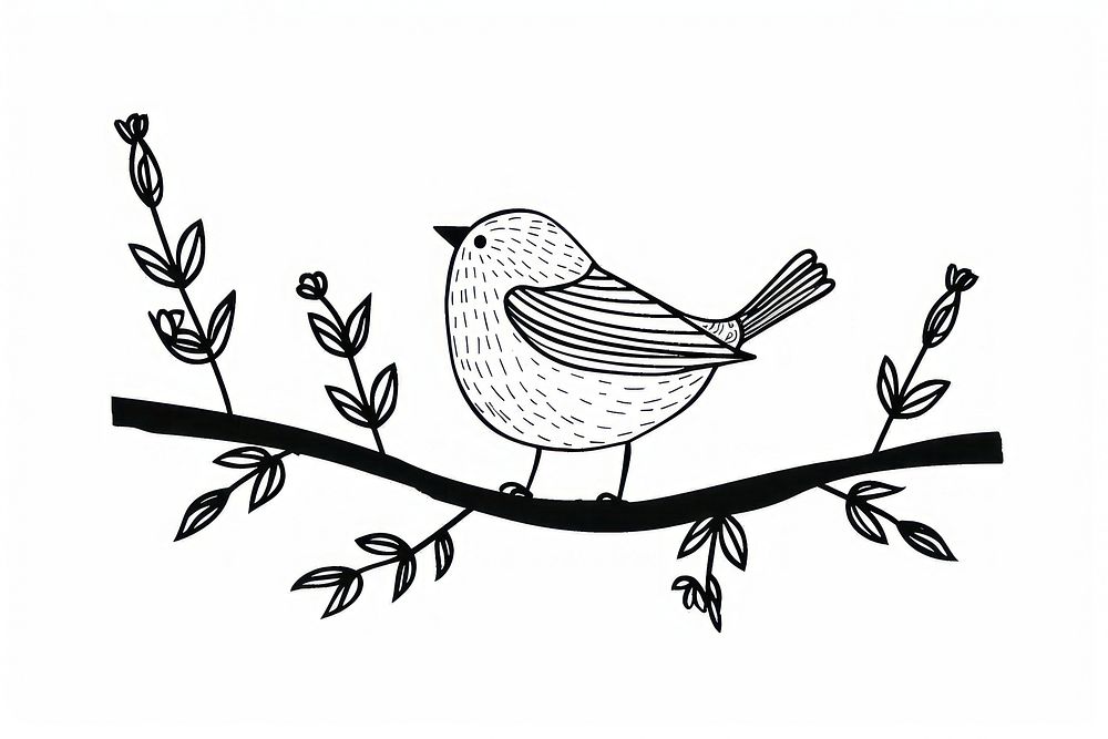 Divider doodle of bird drawing sketch white.