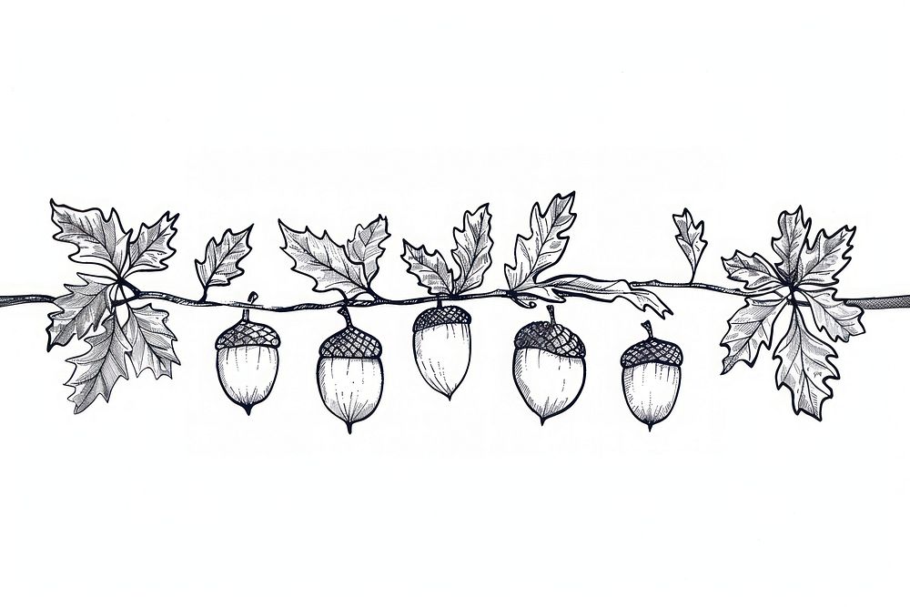 Divider doodle of acorns plant chandelier freshness.