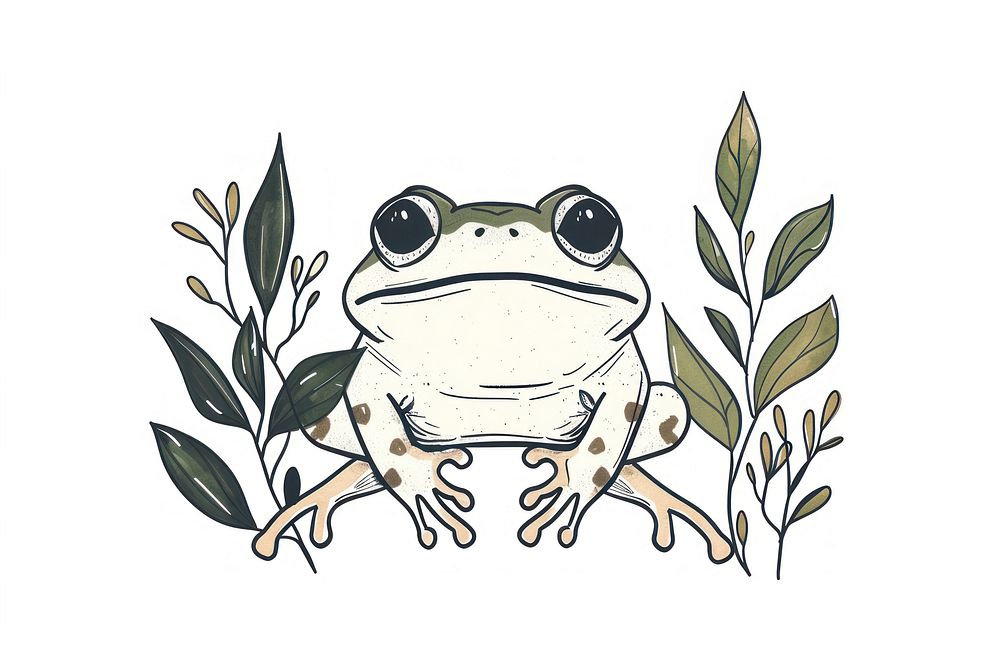 Divider doodle of frog amphibian wildlife drawing.