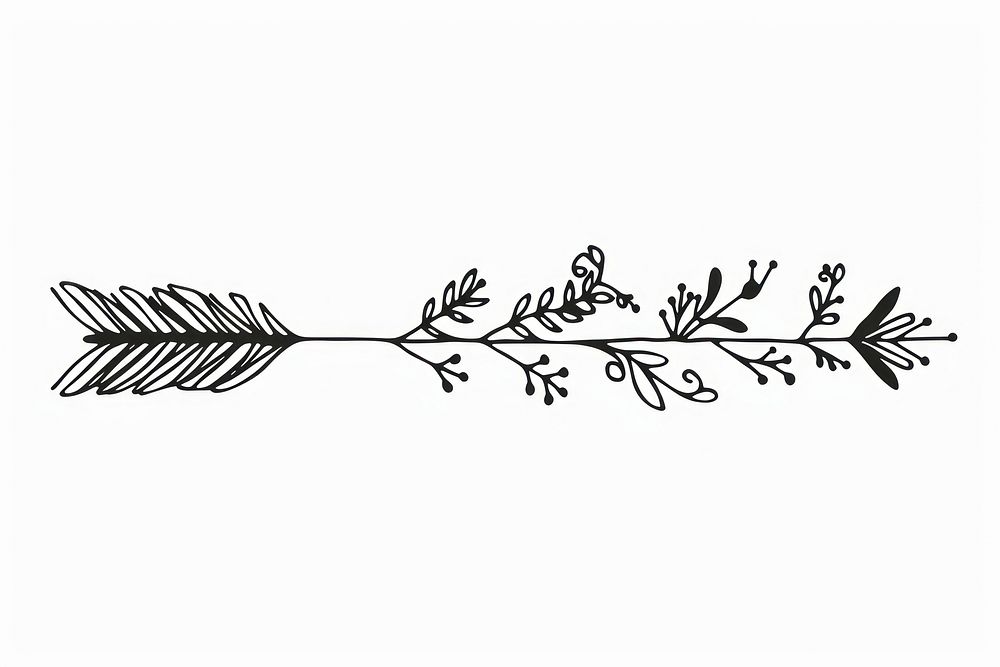 Divider doodle of arrow pattern plant line.