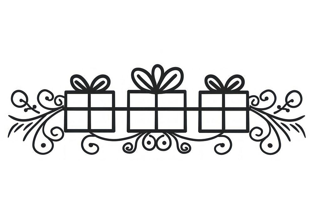 Divider doodle of gift box pattern white line.