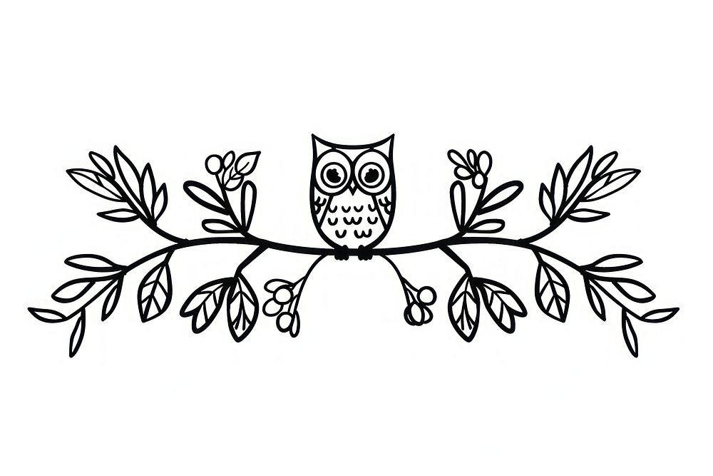 Divider doodle of owl pattern drawing sketch.