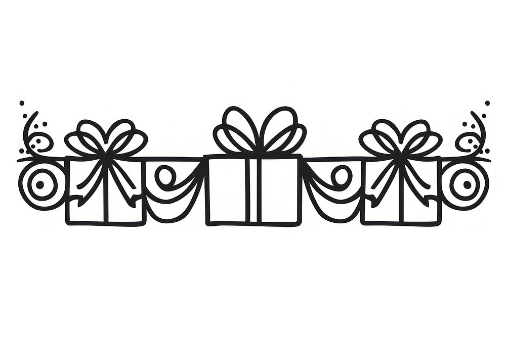 Divider doodle of gift box pattern line celebration.