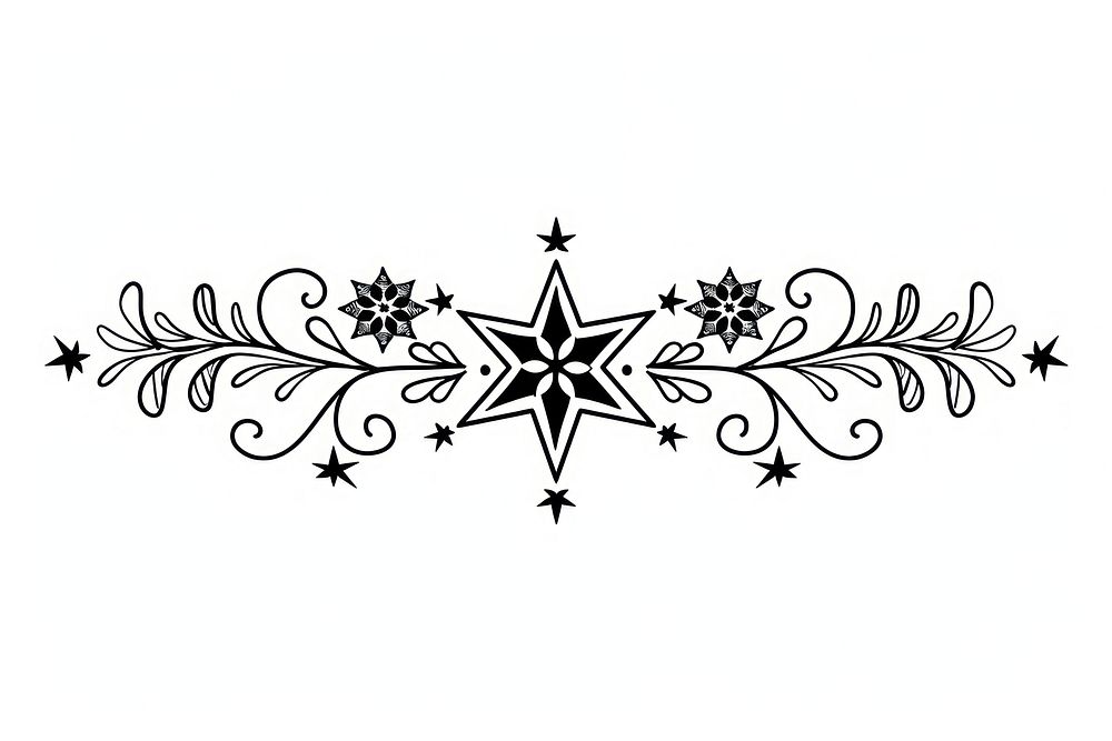 Divider doodle of star pattern white black.