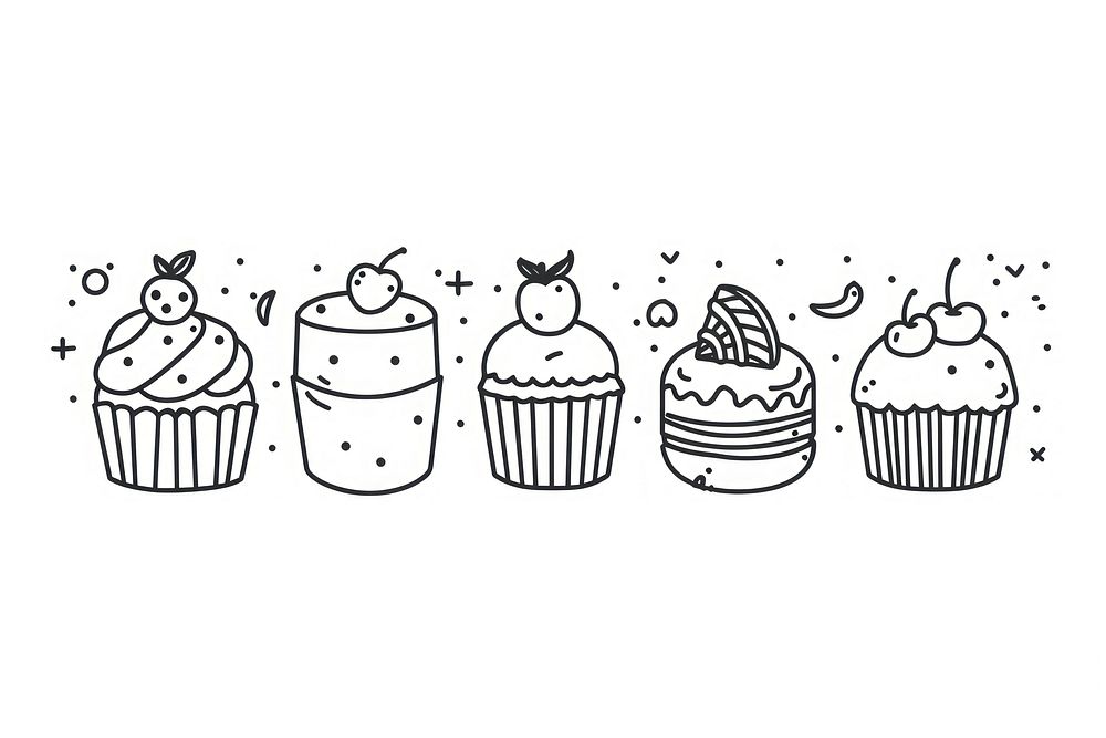 Divider doodle of dessert cupcake drawing muffin.