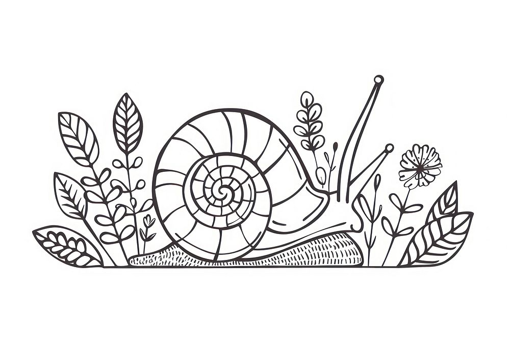 Divider doodle of snail drawing sketch line.