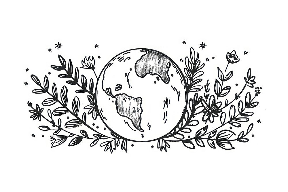 Divider doodle of earth drawing sketch illustrated.