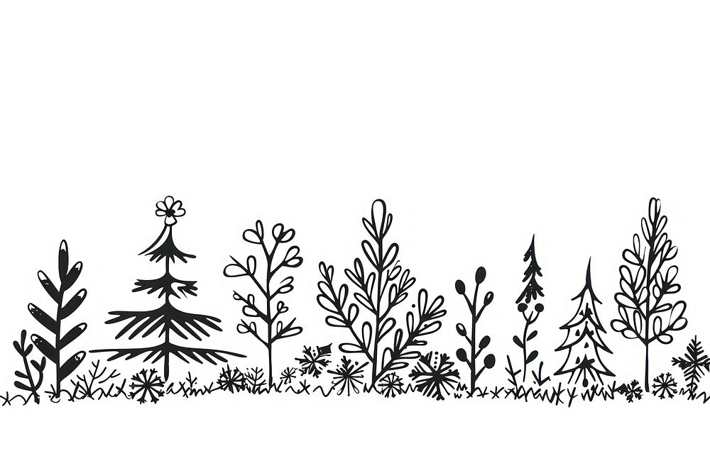 Divider doodle of christmas tree outline pattern drawing.