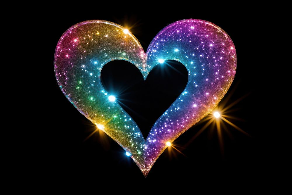 Rainbow heart light night star.