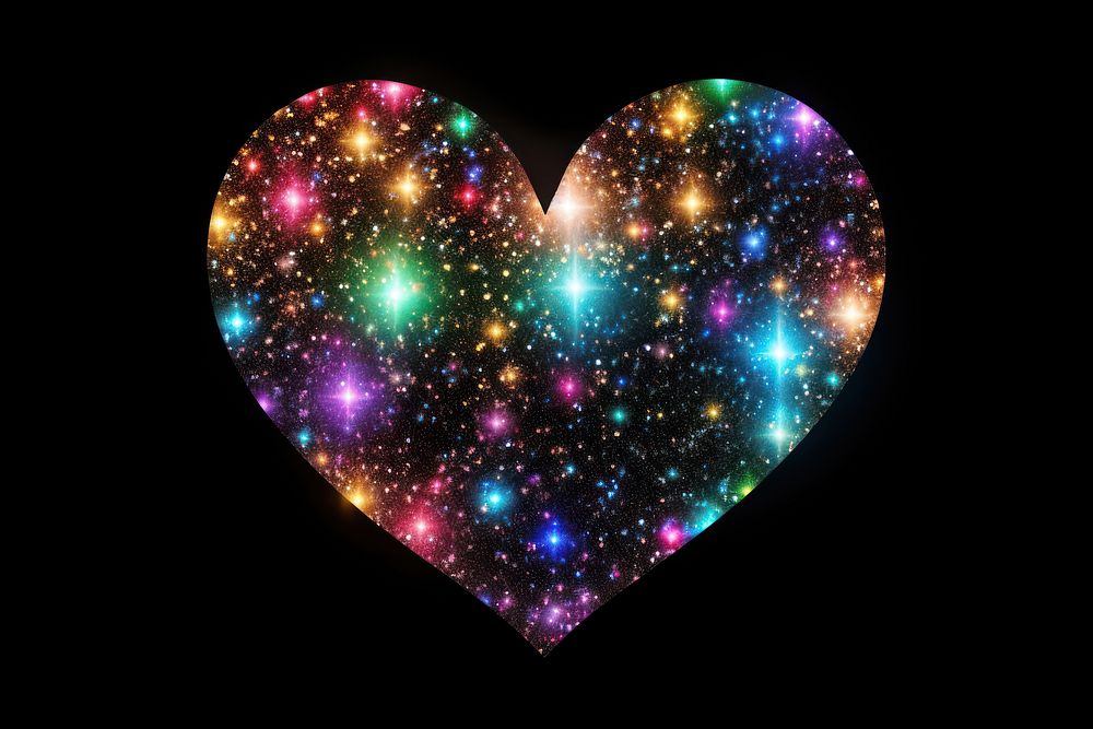 Rainbow heart astronomy night star.